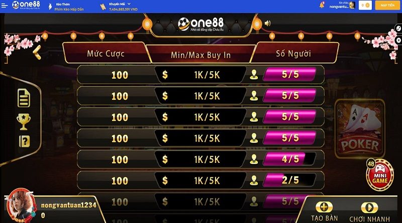 Mẹo chơi poker One88 khiến đối thủ phải đầu hàng