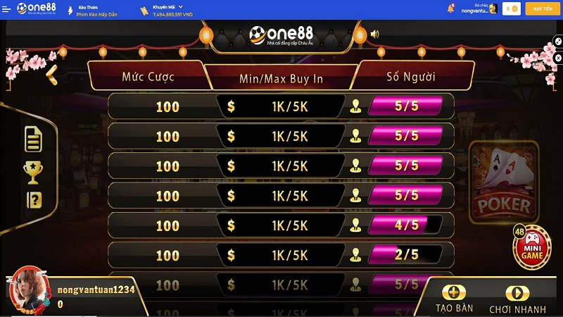 Bật mí những mẹo chơi Poker One88 từ cao thủ không nên bỏ qua