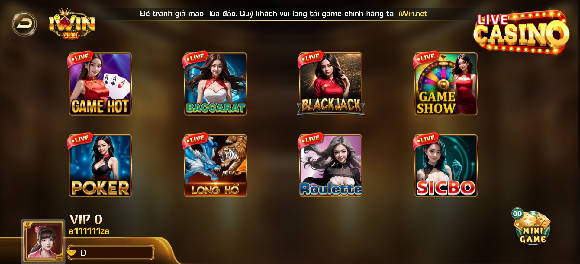 Sảnh game Live Casino tại nhà cái iWin