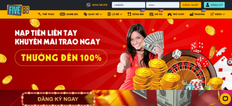  Tỷ lệ cược hấp dẫn tại sân chơi cá cược Five88 Win.